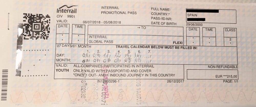 billete de interrail