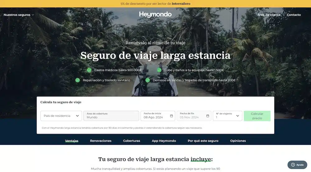 Heymondo opiniones seguro de viaje de larga estancia
