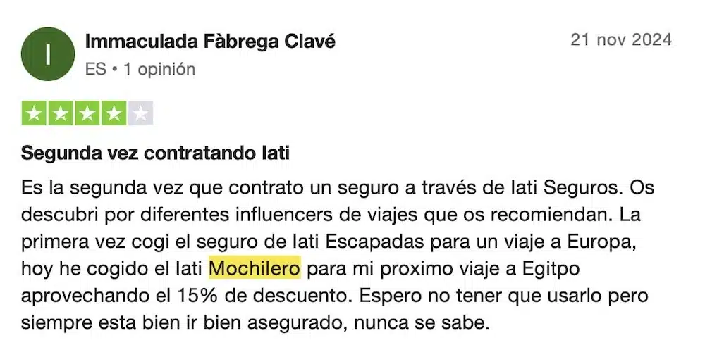 iati mochilero opiniones